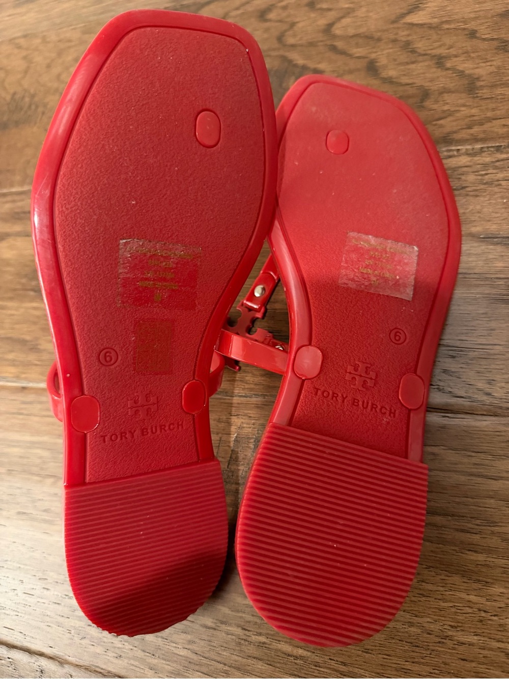 Tory Burch Red Jelly Logo Thong Sandals - Picture 3 of 3